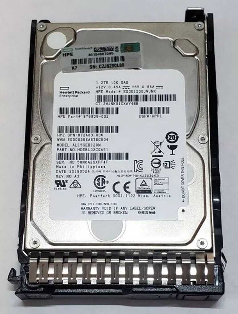 HPE 876936-002 企业硬盘 1.2 TB SAS 12Gb/s 全新 F/s |用过的