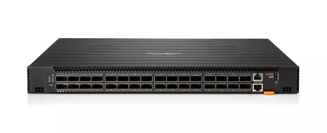 HPE Aruba JL626-61001 8325-32C 32p QSFP+/QSFP2 Front-to-Back 6 Fans 2 Power Supply Bundle Switch | USED