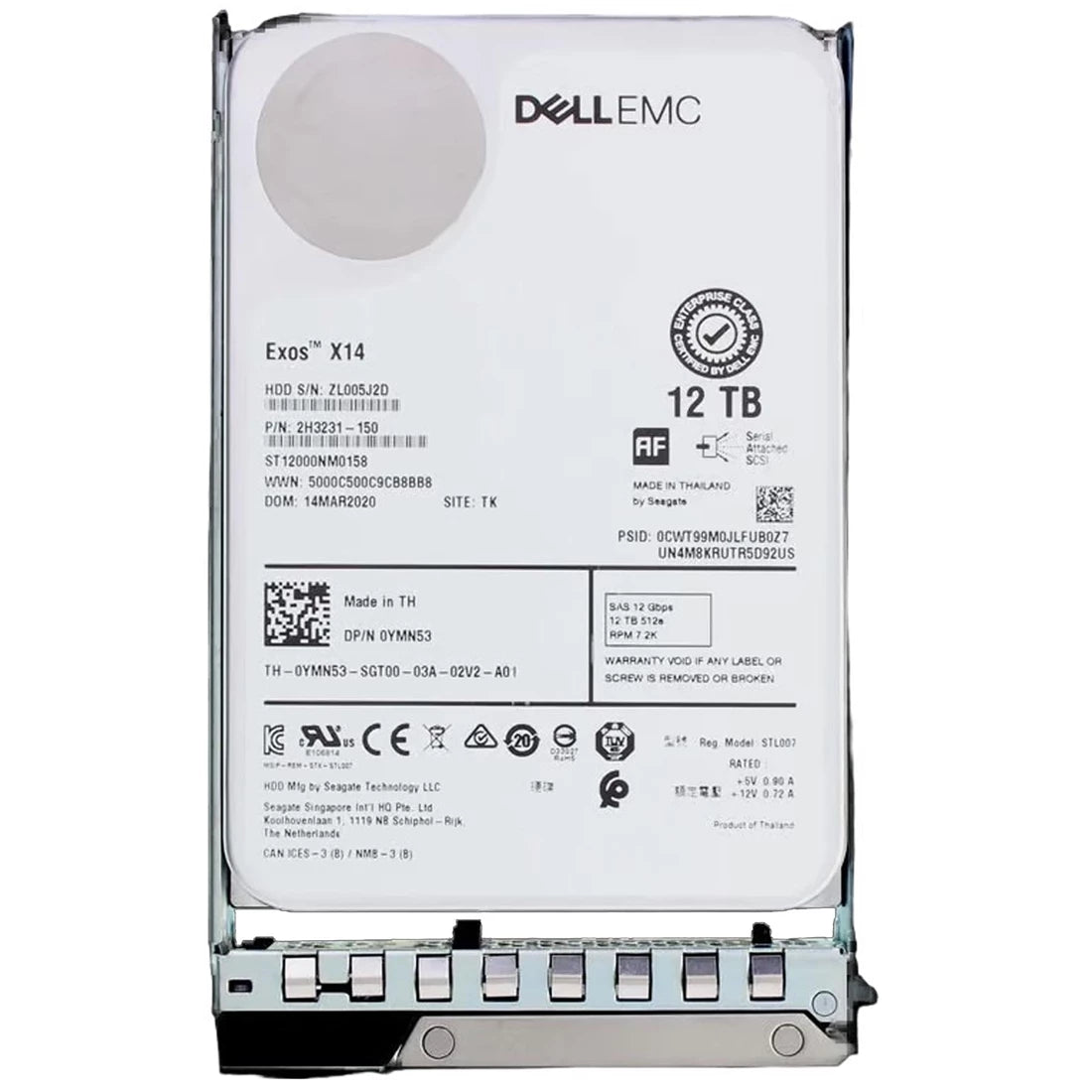 Dell YMN53 12TB 7.2k N-L SAS-12Gbps 512e 256MB 3.5inch Hot Plug Hard Drive with 14G Kit | USED