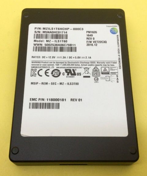 Refurbished | Samsung MZ-ILS1T60 PM1635 1.6TB SAS 12Gbps 2.5inch SSD