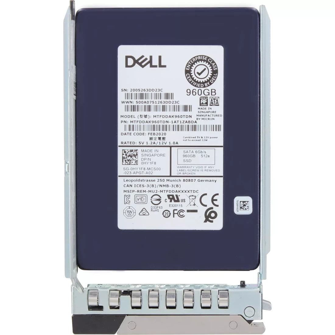 戴爾 HY1F8 960GB SATA-6Gbps 混合用途 3DWPD 2.5 吋熱插拔 SSD 參考 |用過的 主圖
