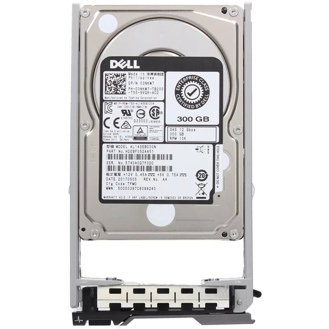 Dell 3NKW7 300GB 10K SAS 12Gbps 2.5インチ ホットプラグ対応ハードドライブ（トレイ付き）｜中古