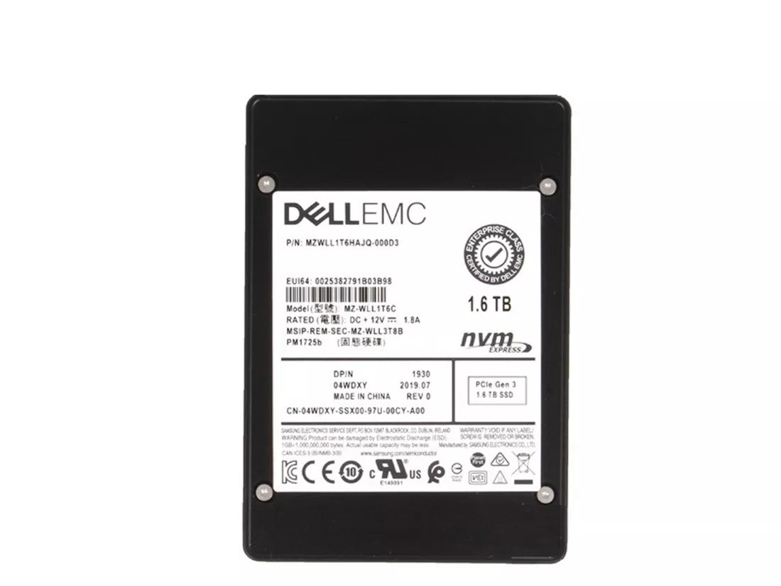 翻新|三星PM1725B MZWLL1T6HAJQ-000D3混合使用SSD 1.6 TB PCIE 3.0 X4（NVME）DELL OEM翻新
