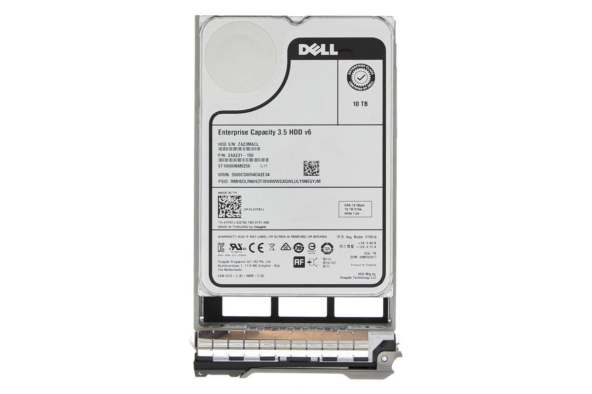 戴尔 0YF87J 10TB 7.2K 3.5" NL SAS 12Gbps 512e 热插拔硬盘 | 二手