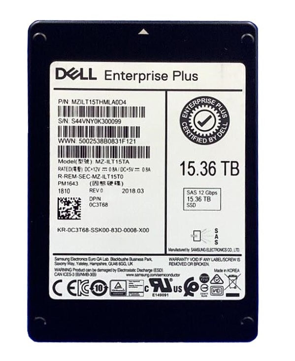Dell C3T68 15.36TB SAS-12Gbps 2.5in Solid State Drive | USED