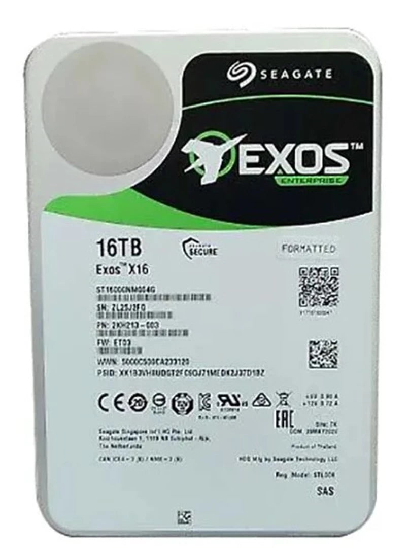 Seagate ST16000NM004G Exos X16 16 TB SAS-12 Gbit/s 7,2K 512e/4 kN 3.5" HDD | GEBRAUCHT Hauptbild