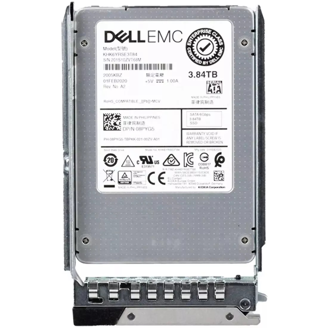 戴尔 8PYG5 3.84Tb SATA-6Gbps 2.5 英寸读取密集型 1DWPD 热插拔 SSD |全新
