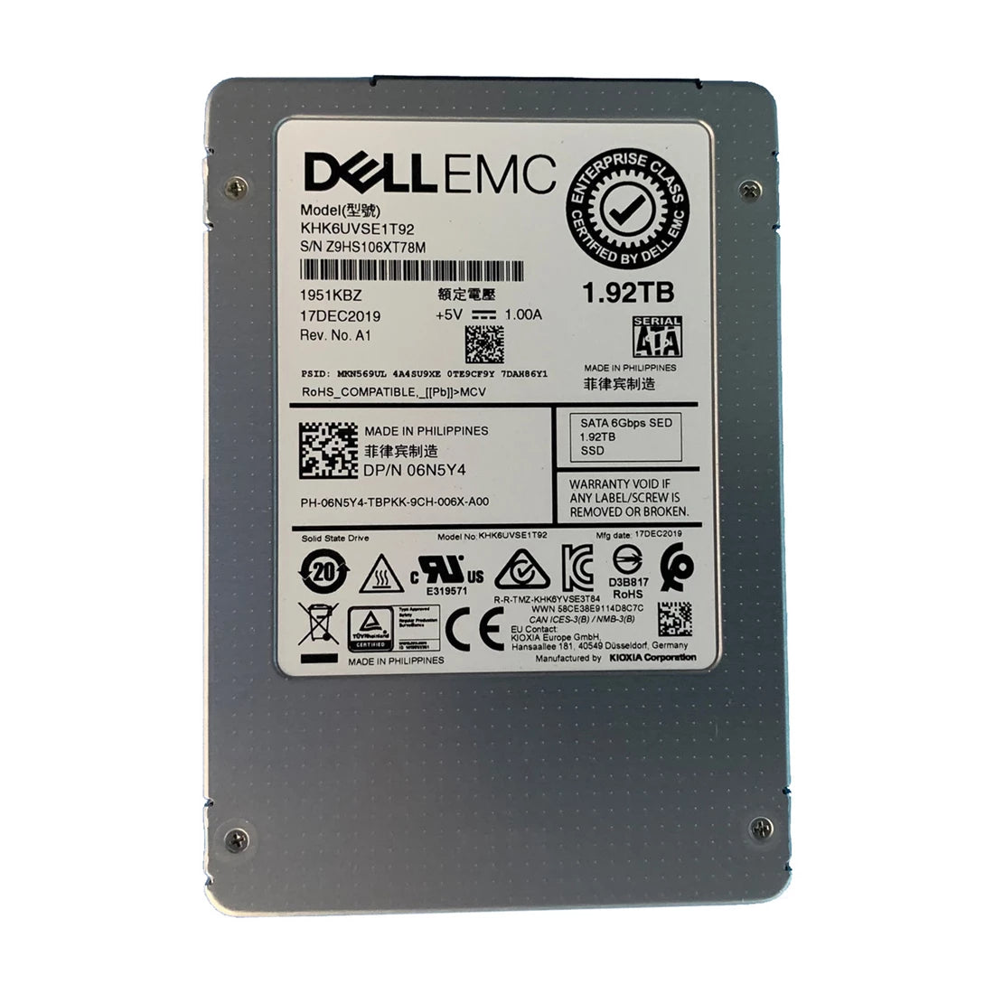 Kioxia HK6 KHK6UVSE1T92 Sử dụng hỗn hợp SSD 1.92 TB SATA 6Gb/s DELL OEM | ĐÃ SỬ DỤNG