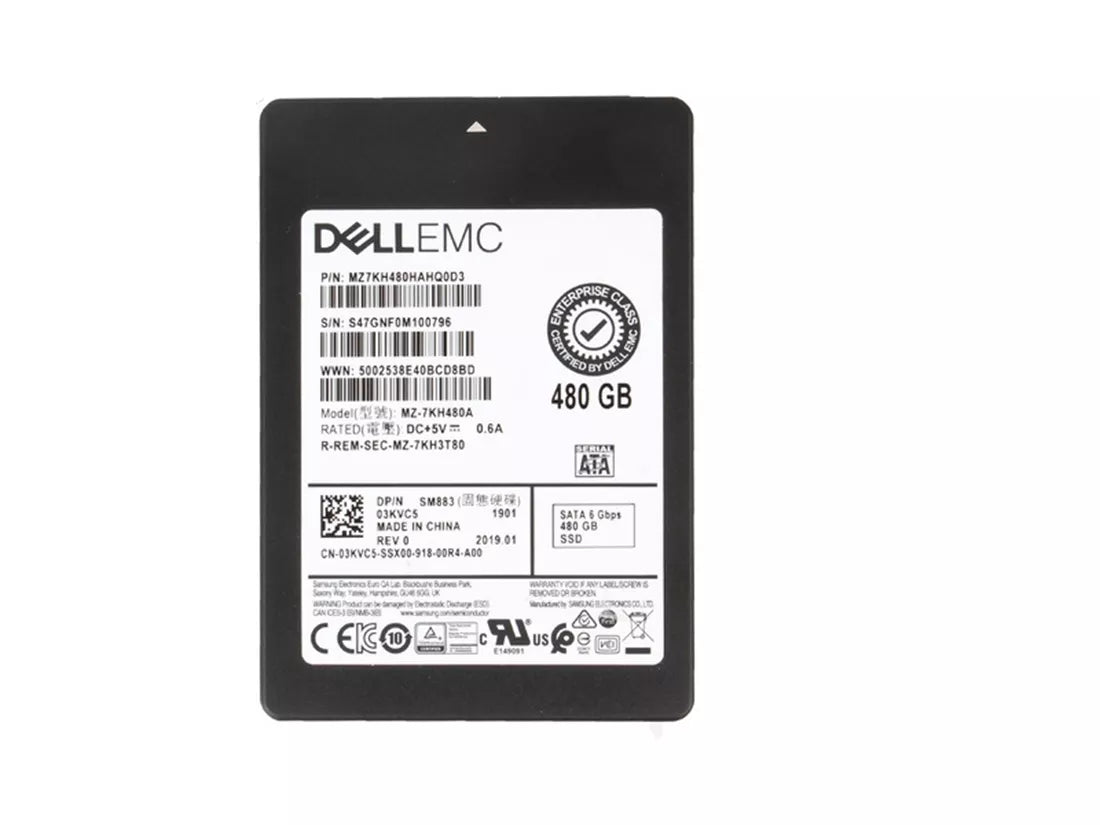 Samsung SM883 MZ-7KH480A SSD Sử dụng Hỗn hợp 480 GB SATA 6Gb/s DELL OEM Mới | ĐÃ SỬ DỤNG