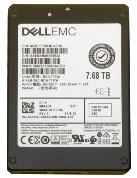 Samsung MZ-ILT7T6A 7,68 TB SAS 12 Gbit/s 2,5 Zoll SSD Dell OEM | GEBRAUCHT Hauptbild