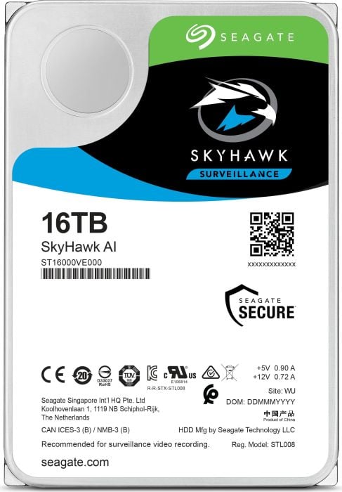 Seagate ST16000VE000 Skyhawk AI 16 To 7,2k SATA-6Gbps 512e Disque dur 3,5 pouces | UTILISÉ Image principale