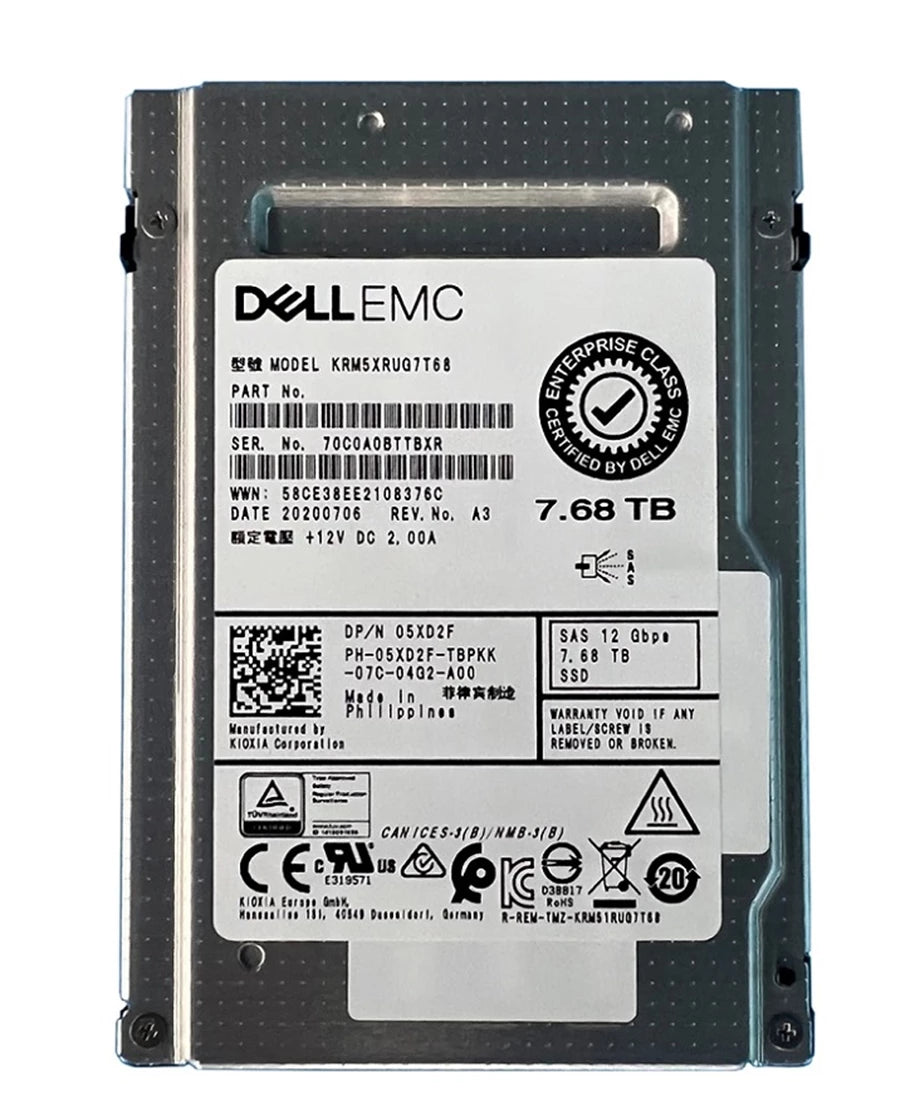 Kioxia KRM5XRUG7T68 Read Intensive SSD 7.68 TB SAS 12Gb/s DELL OEM | USED