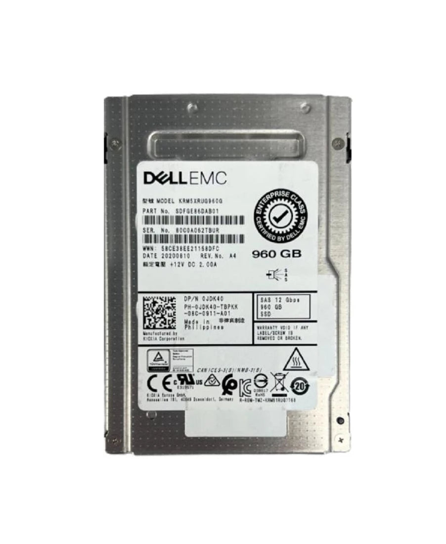 Kioxia RM5 KRM5XRUG960G Lecture intensive SSD 960 Go SAS 12 Gb/s DELL OEM | UTILISÉ
