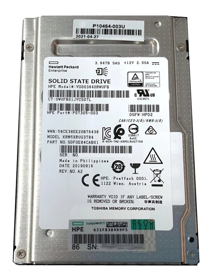 Kioxia RM5 KRM5XRUG3T84 讀取密集型 SSD 3.84 TB SAS 12Gb/秒 HPE OEM |用過的 主圖