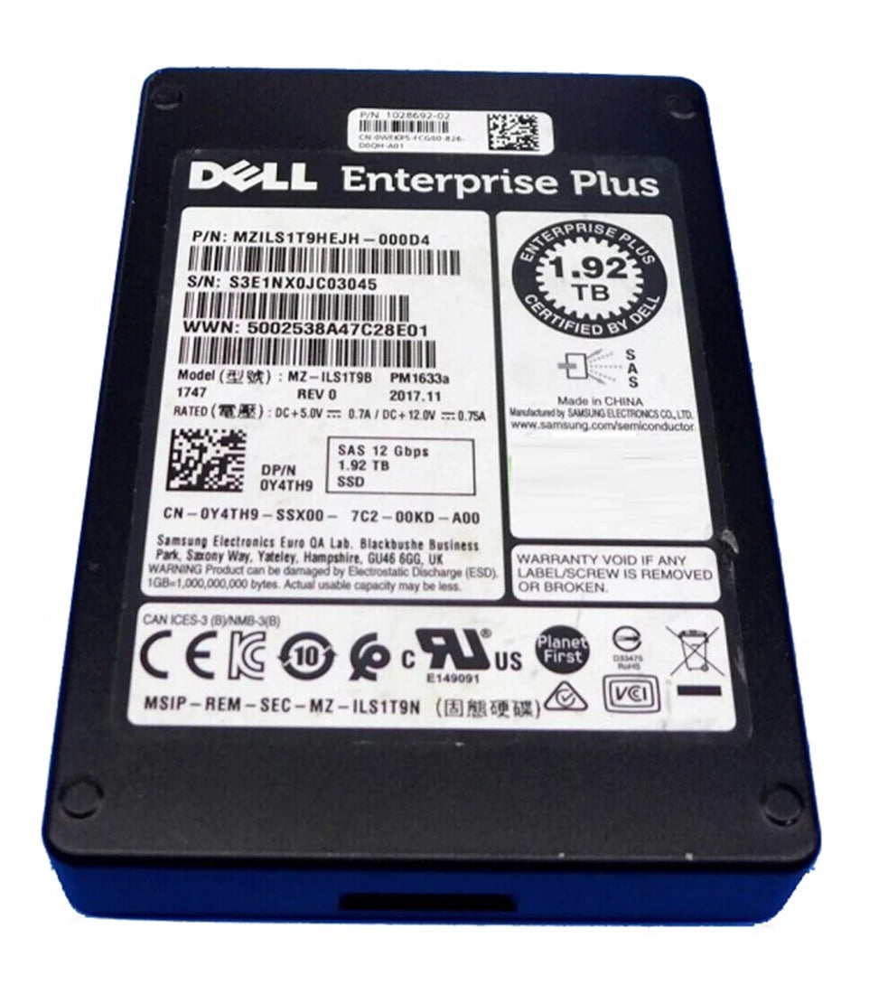 Samsung PM1633a MZILS1T9HEJH-000D4 Đọc SSD chuyên sâu 1.92 TB SAS 12Gb/s DELL OEM | ĐÃ SỬ DỤNG