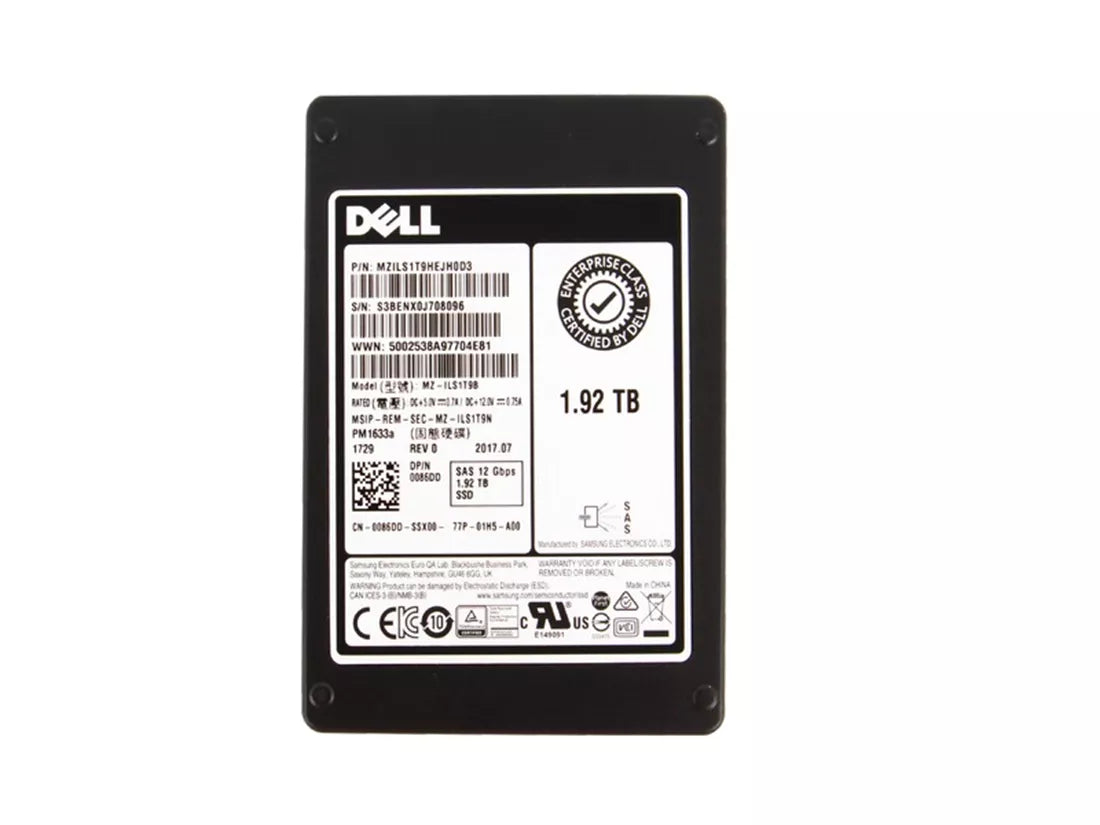翻新|三星PM1633A MZ -ILS1T9B -SSD -1.92 TB -SAS 12GB/S -DELL OEM翻新