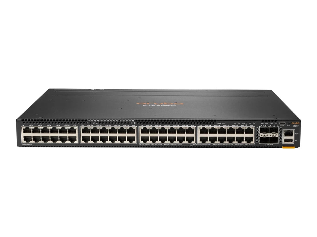 HPE JL663A Aruba Networking CX 6300M 48-port 1 GbE and 4-port SFP56 Switch F/S | USED