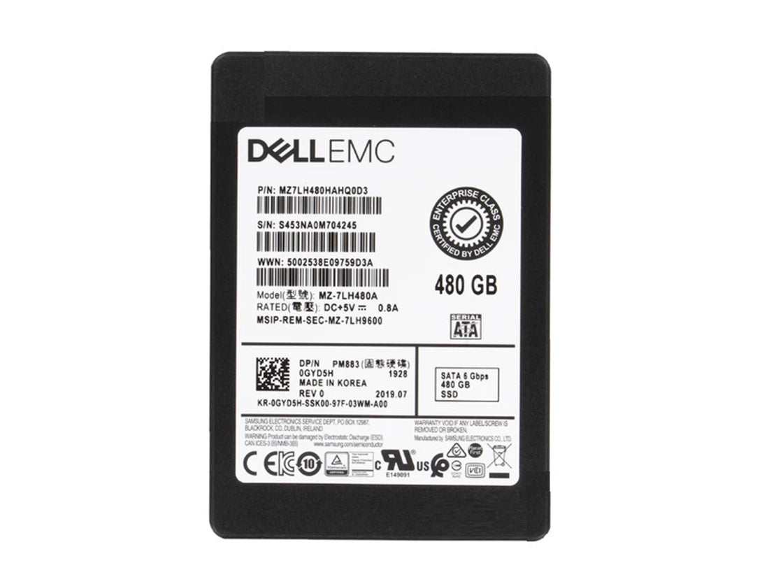 Samsung PM883 MZ7LH480HAHQ0D3 Read Intensive SSD 480 GB SATA 6Gb/s DELL OEM | USED