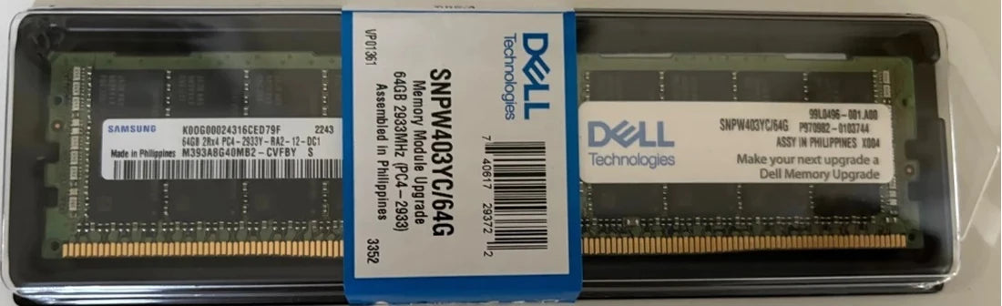 Dell 370-AEQD 64GB PC4-23400 DDR4 2933MT/s 2Rx4 ECC メモリ 新品 |真新しい メイン画像