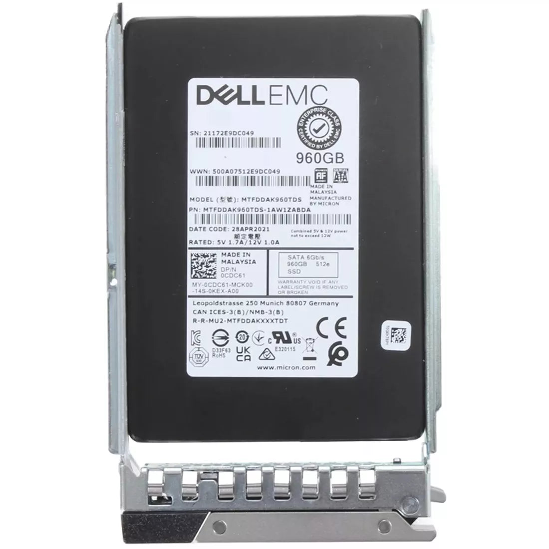 戴爾 CDC61 960GB SATA-6Gbps 讀取密集型 1DWPD 2.5 吋熱插拔 SSD 參考 |用過的 主圖