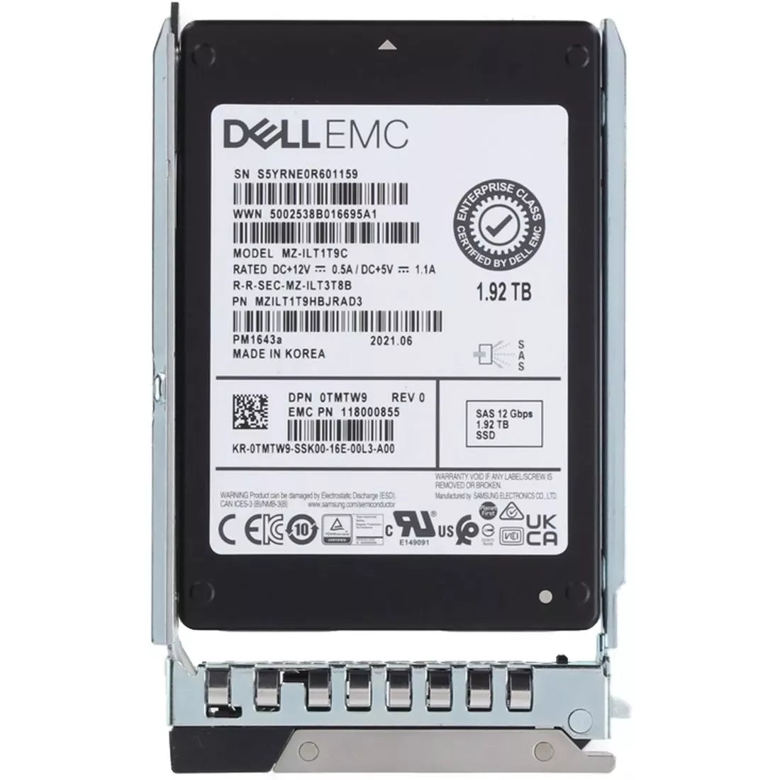 Dell TMTW9 Ổ SSD 1.92TB SAS 12Gbps đọc chuyên sâu 1DWPD 2.5Inch Ref | Đã qua sử dụng