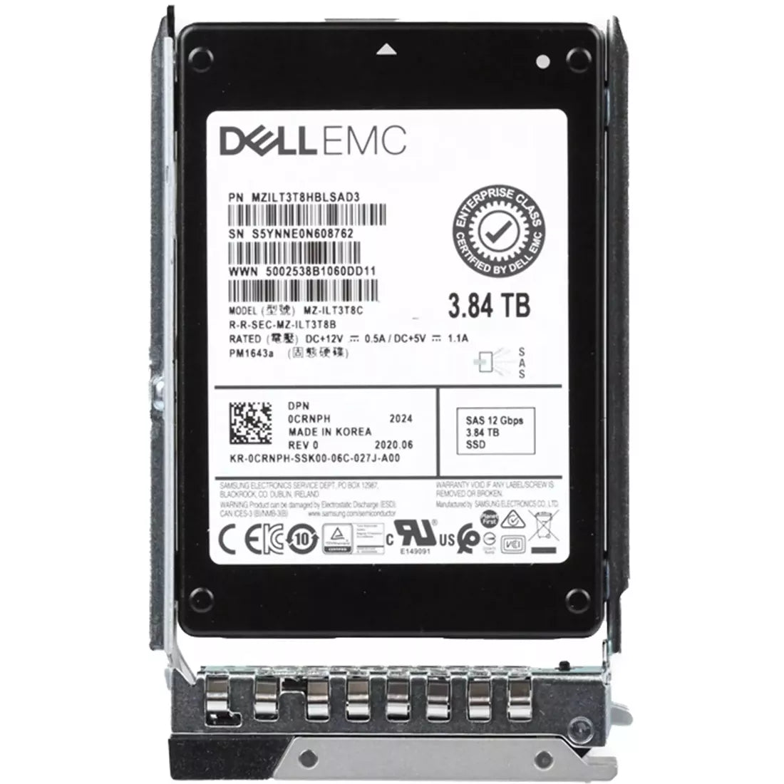 戴爾 CRNPH 3.84TB SAS-12Gbps 讀取密集型 Tlc 2.5 吋 SSD |用過的