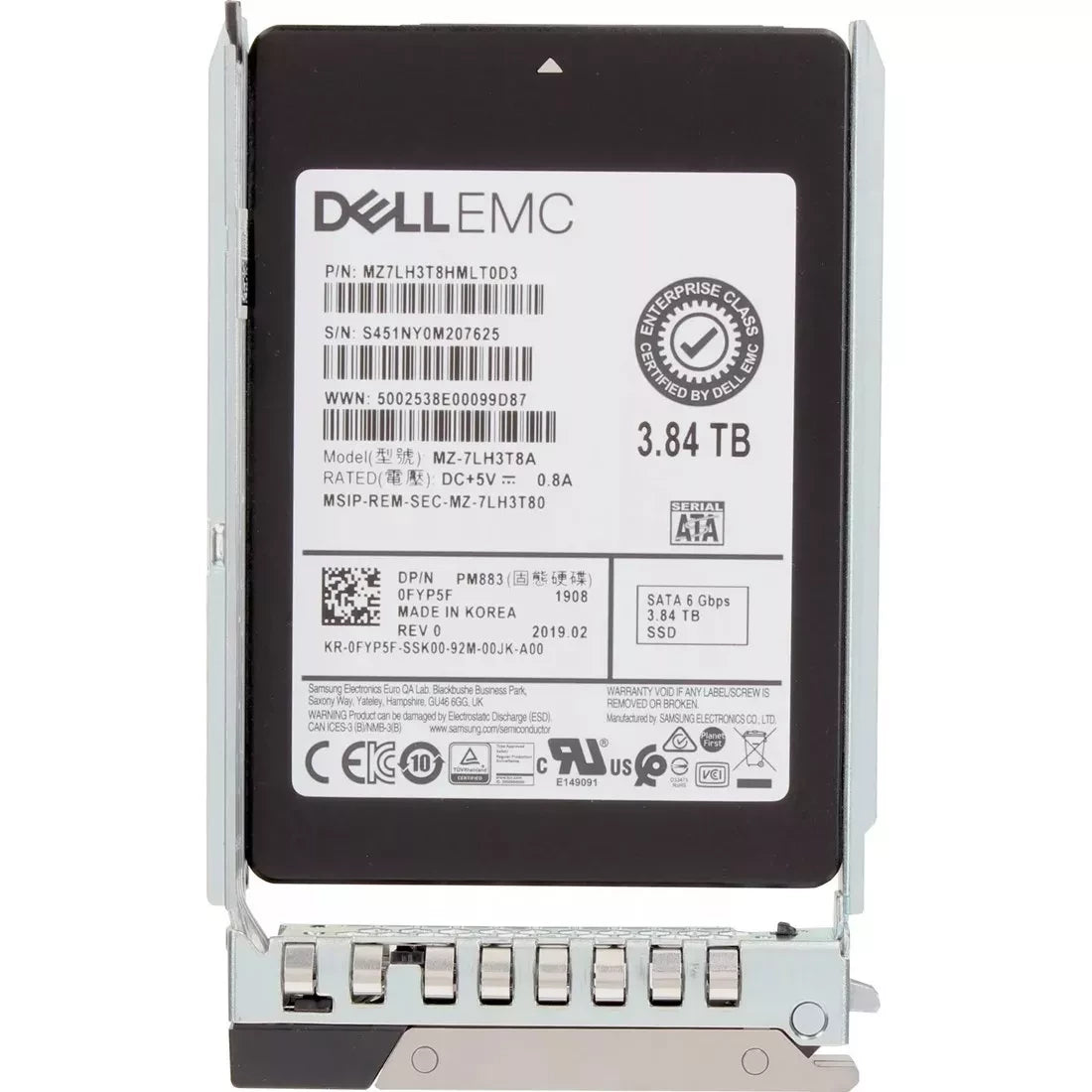 Dell 0FYP5F 3,84 To SATA-6 Gbit/s 2,5 pouces Lecture intensive 1DWPD SSD enfichable à chaud | TOUT NEUF