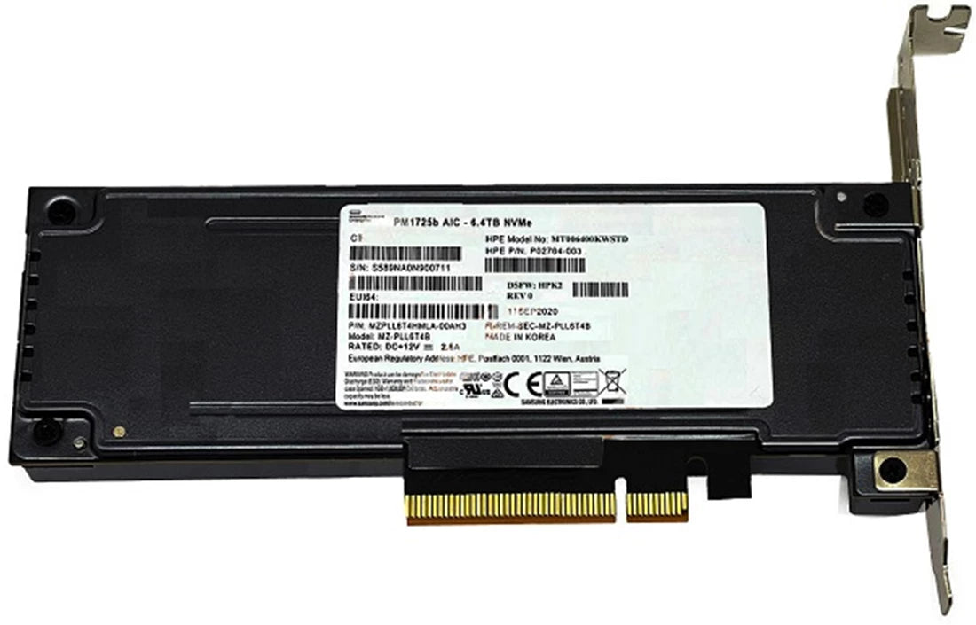 翻新|三星PM1725B MZ-PLL6T4B混合使用SSD 6.4 TB PCIE 3.0 X8（NVME）HPE OEM更新工廠密封