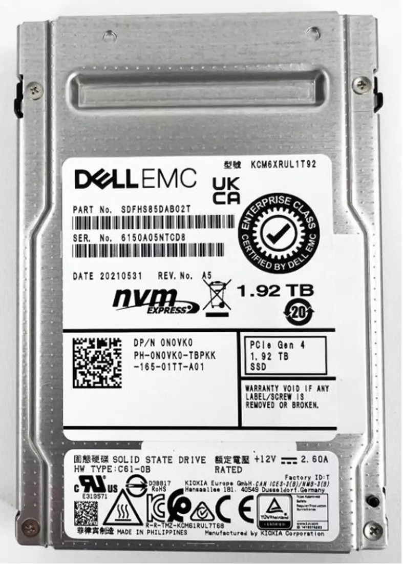 Kioxia CM6-R KCM6XRUL1T92 SSD 1.92 TB Pci Express 4.0 X4 (NVMe) DELL OEM | USED