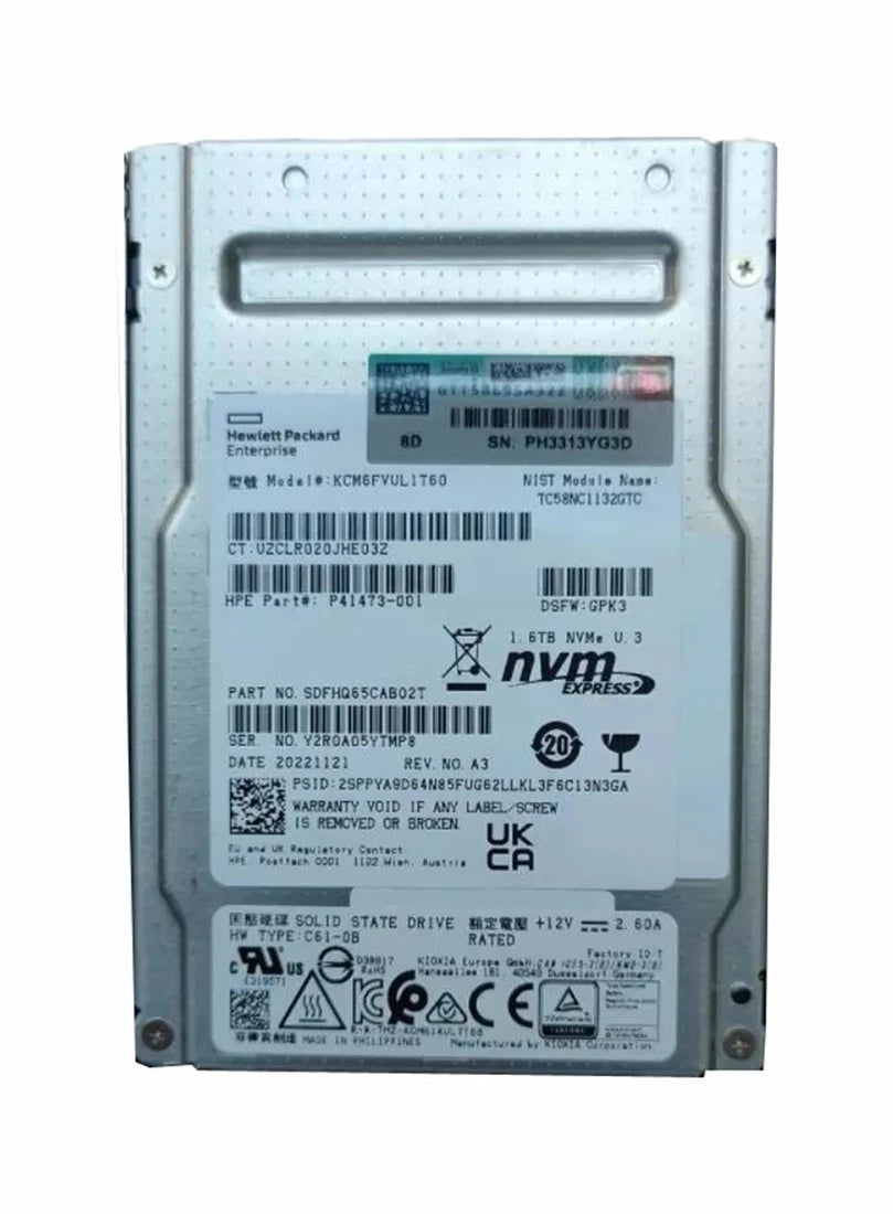 Kioxia KCM6FVUL1T60 SSD für gemischte Verwendung 1,6 TB Pci Express 4.0 (NVMe) HPE OEM | GEBRAUCHT Hauptbild