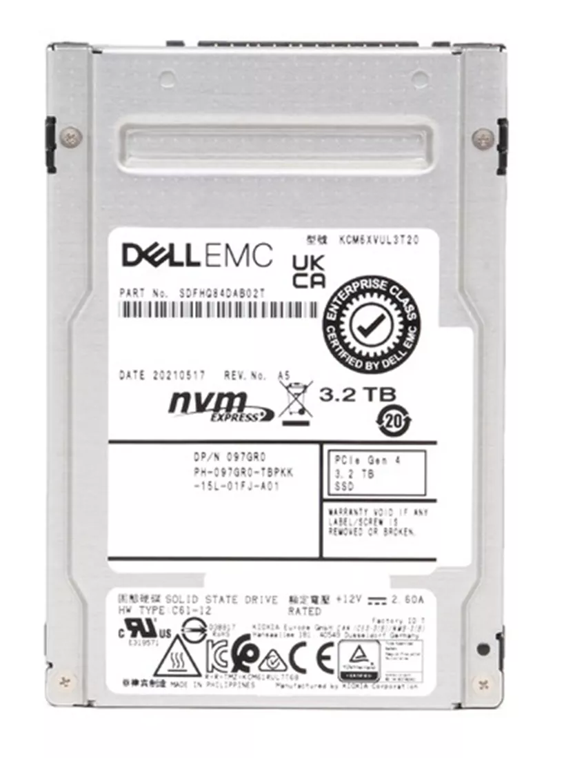Kioxia CM6-R KCM6XVUL3T20 SSD 3,2 To PCIe 4.0 x4 (NVMe) DELL OEM | UTILISÉ