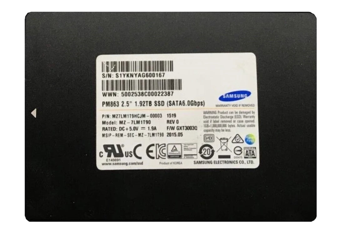 Samsung MZ7LM1T9HCJM-00003 PM863 1.92TB SATA 6Gbps 2.5inch SSD | USED