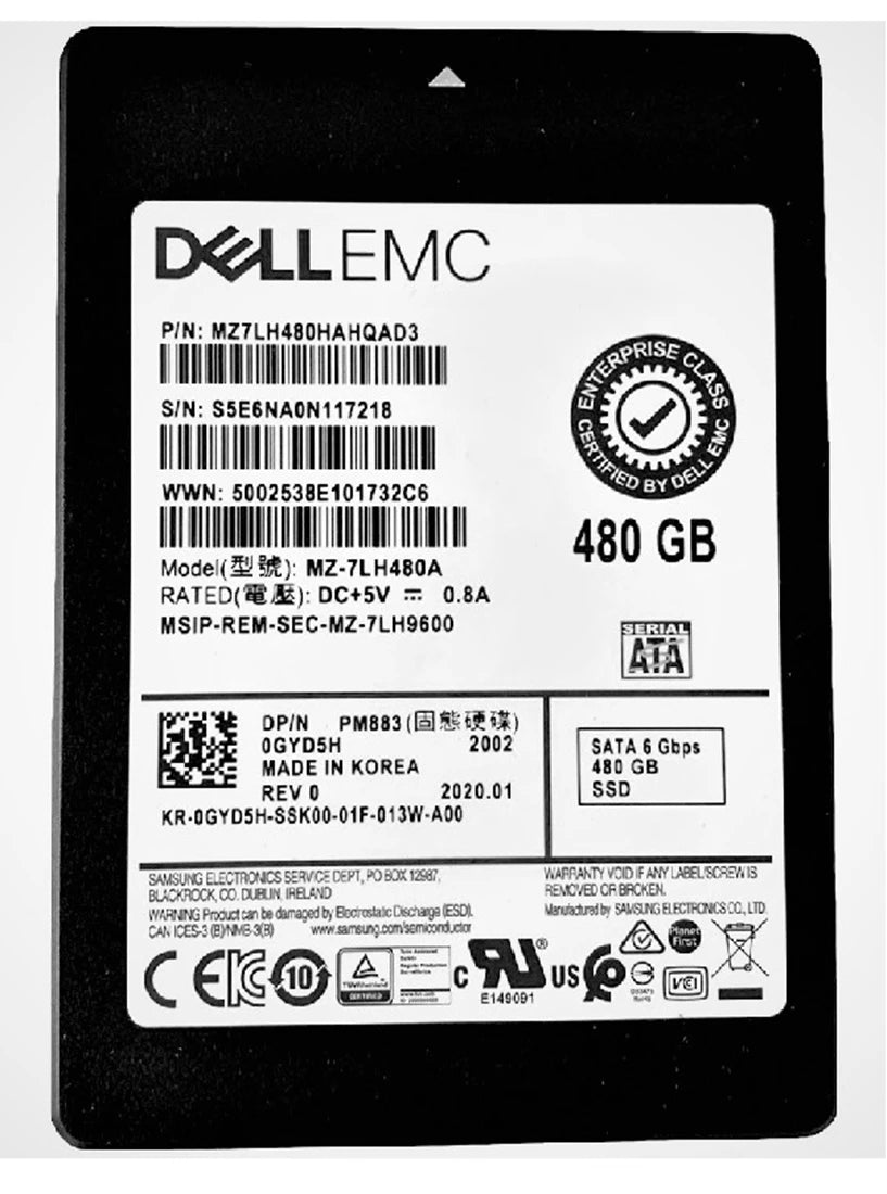 Samsung PM883 MZ7LH480HAHQAD3 SSD 480 GB SATA 6Gb/s DELL OEM | USED Main image