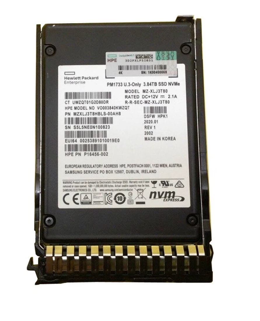 HPE PM1733 VO003840KWZQT SSD 3.84 TB Pci Express 4.0 X4 (NVMe) |使用済み