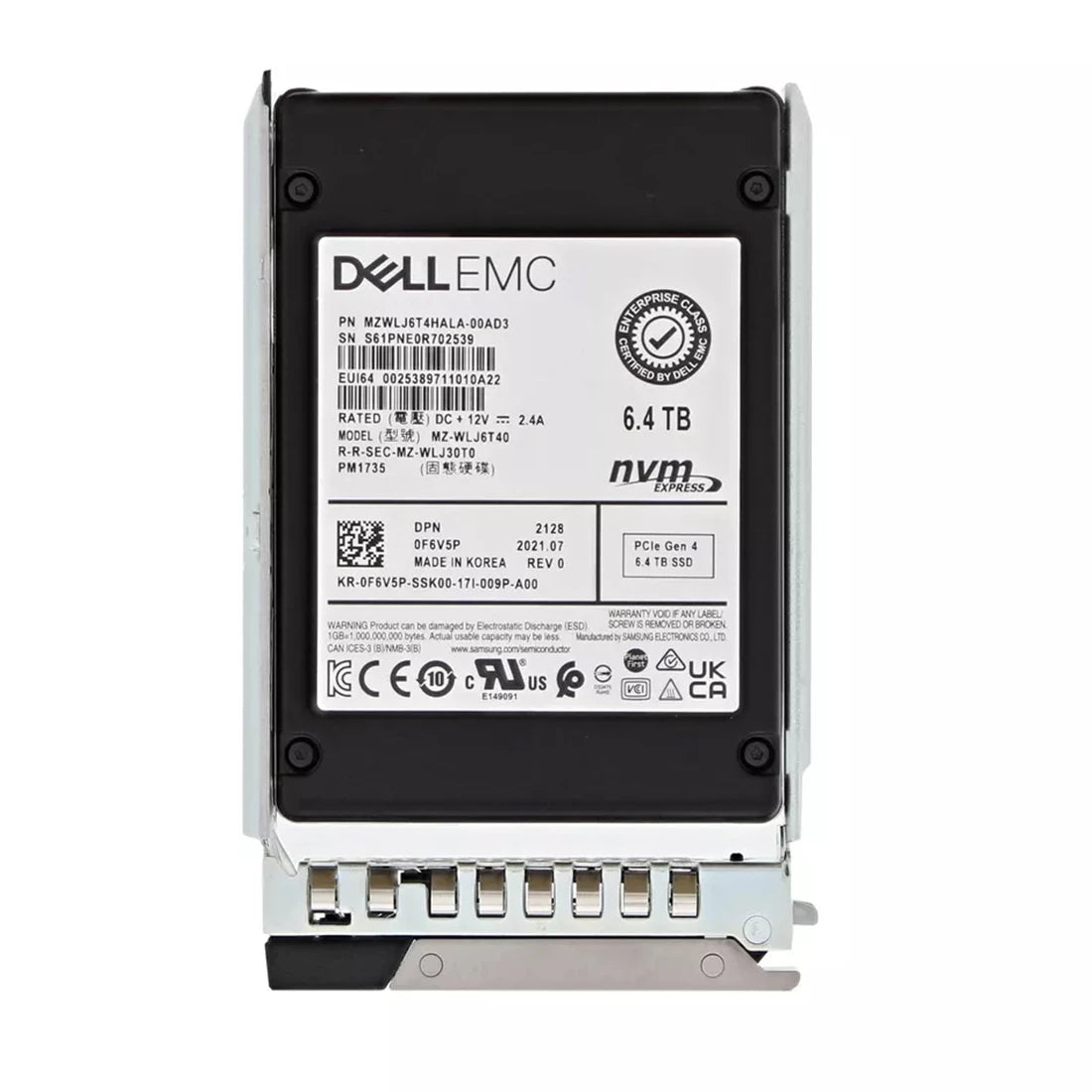 Dell F6V5P PM1735 6.4TB Mix Use NVMe PCIe Gen4, 2.5in SSD | USED 主图