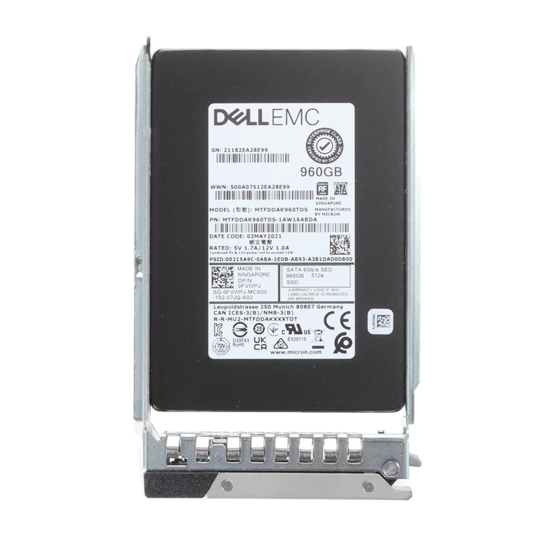 Dell FVWPJ 960GB SATA 6Gbps 読み取り集中型 TLC 2.5 インチ SSD |使用済み