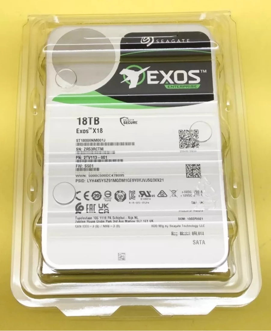 全新| SEAGATE EXOS X18 18TB SATA 6GB/s SED 3.5英寸硬盘-ST18000NM001J