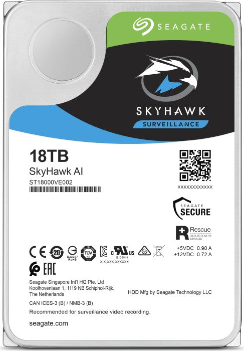 Brand New | Seagate ST18000VE002 Skyhawk AI 18TB 7.2k SATA-6Gbps 512e 3.5inch HDD
