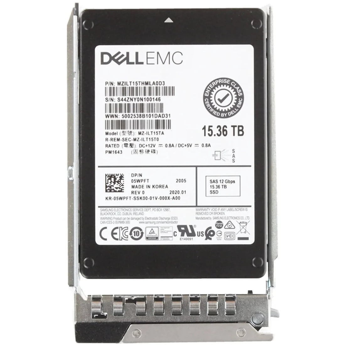 Dell 5WPFT 15,36 TB leseintensive SAS-12 Gbit/s 2,5 Zoll Hot-Plug-SSD | BRANDNEU