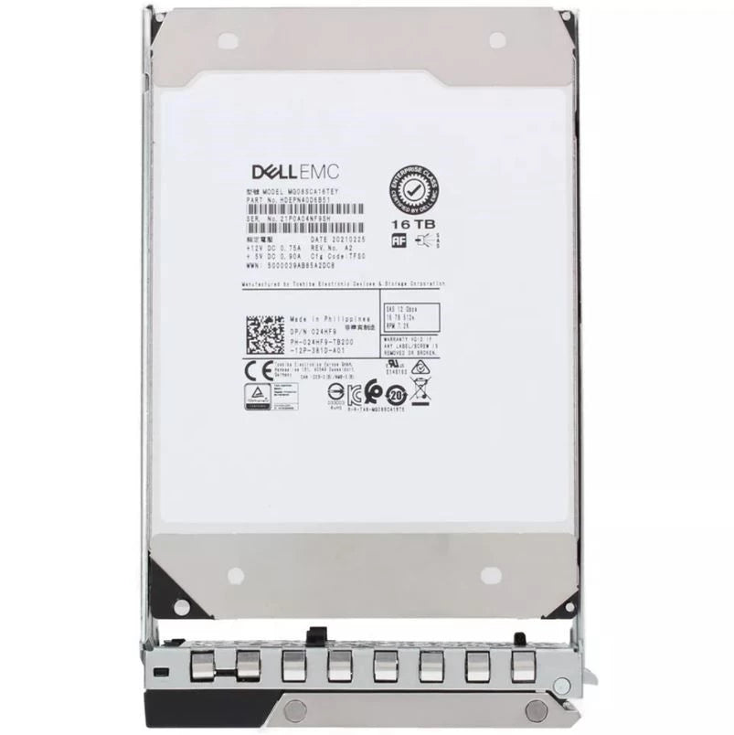 Dell 24HF9 16TB 7.2K RPM SAS 12Gbps 512e 3.5인치 핫플러그 하드 드라이브 키트 포함 | 사용된