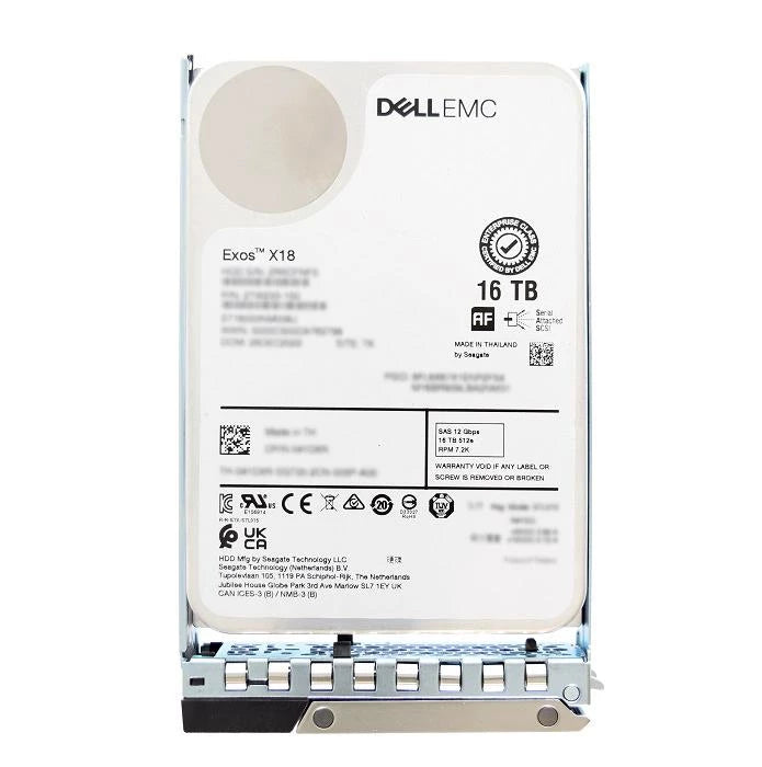 Dell 400-BJKR 16TB 7.2K ISE NL SAS 12Gbps 512e 512MB 3.5 インチ ホットプラグ HDD (トレイ付き) |使用済み