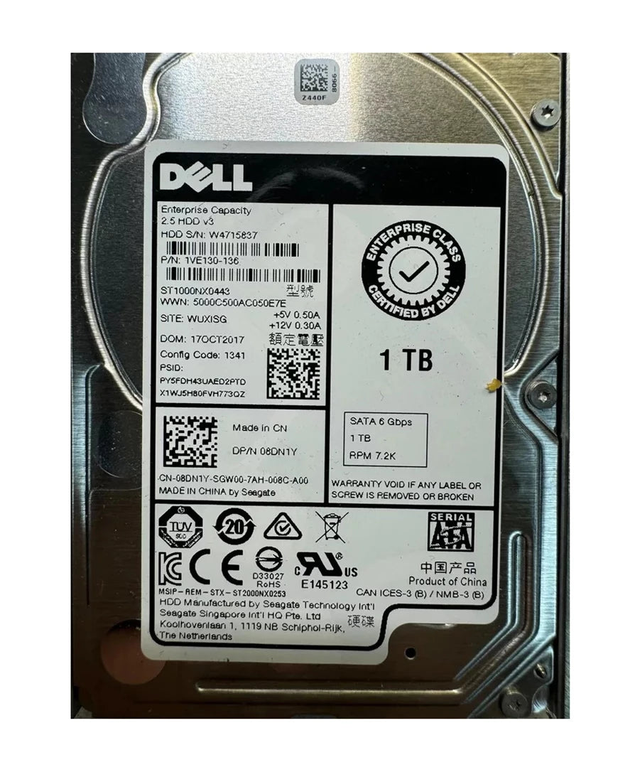 Seagate ST1000NX0443 Exos 7E2000 1TB 7.2k SATA-6Gbps 512n 2.5inch HDD Brand New Dell OEM | USED Main image