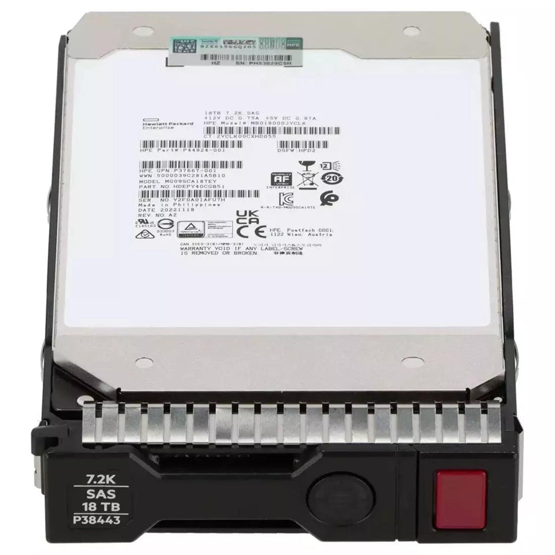 HPE P37664-B21 18TB 7.2k SAS 12g Sc 512e Lff Ise Helium Hdd | USED Main image