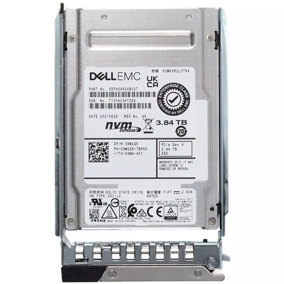 Dell 8W2G5 3.84TB PCIe Gen4 NVMe 2.5-Inch U.3 Read Intensive TLC SSD | USED