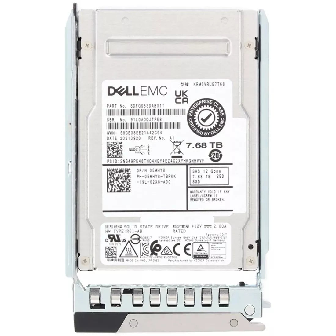 Dell 5MHY8 7.68Tb SED SAS-12Gbps Read Intensive 1DWPD 2.5Inch SSD | USED