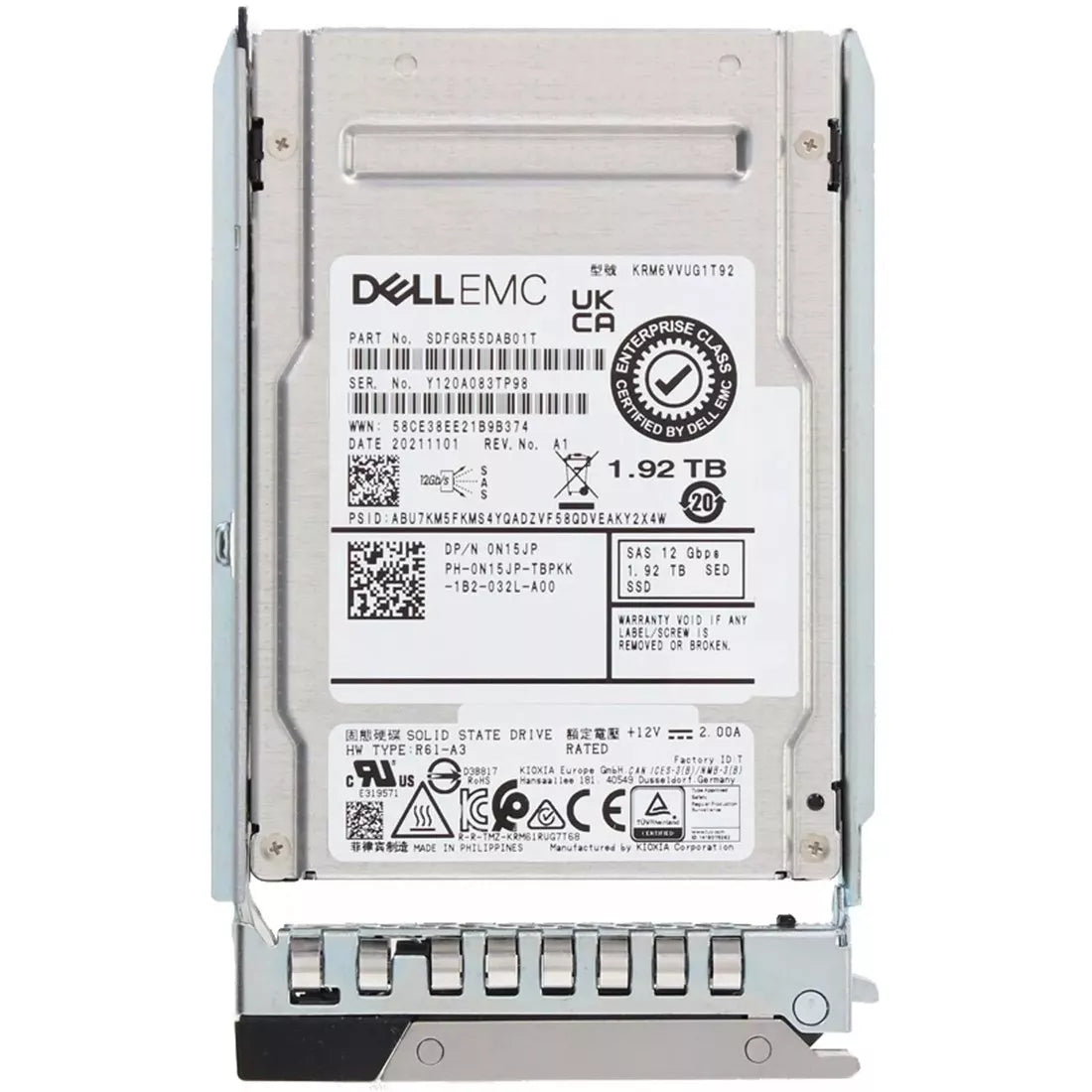 Dell N15JP 1,92 TB SED gemischte Nutzung 3DWPD SAS-12 Gbit/s 2,5 Zoll Hot-Plug-SSD | GEBRAUCHT Hauptbild