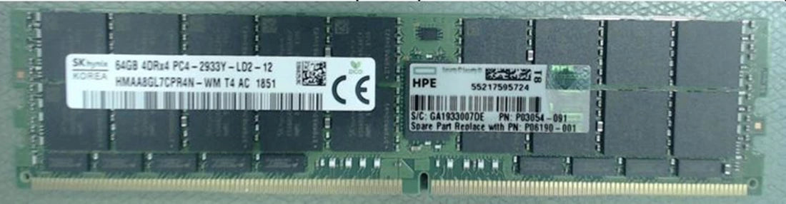 HPE P06190-001 64GB DDR4 4RX4 PC4-23400 2933Mhz Lrdimm Memory | USED