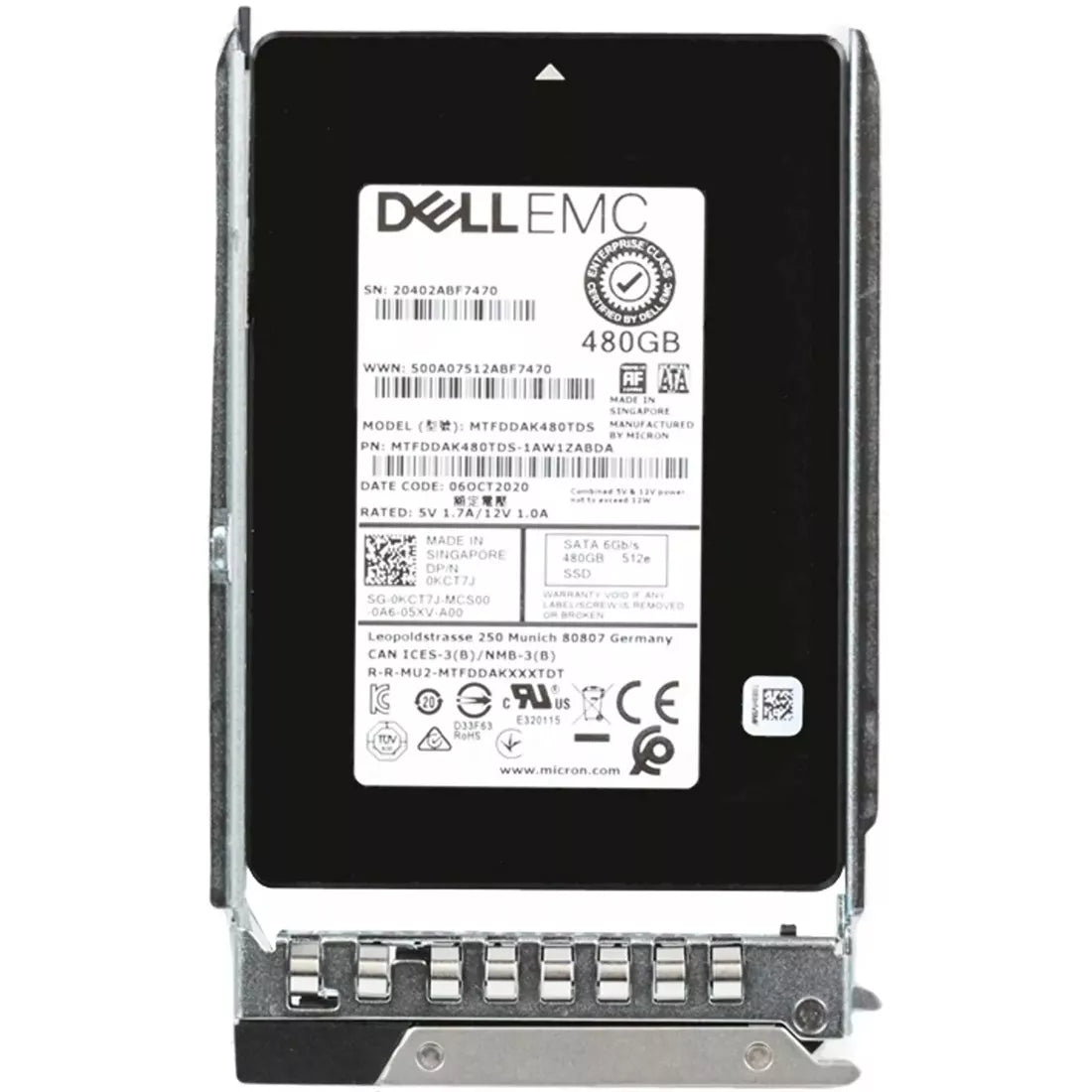 Dell KCT7J 480GB SATA-6Gbps Đọc chuyên sâu 1 DWPD 2.5 Inch SSD cắm nóng Mới | ĐÃ SỬ DỤNG