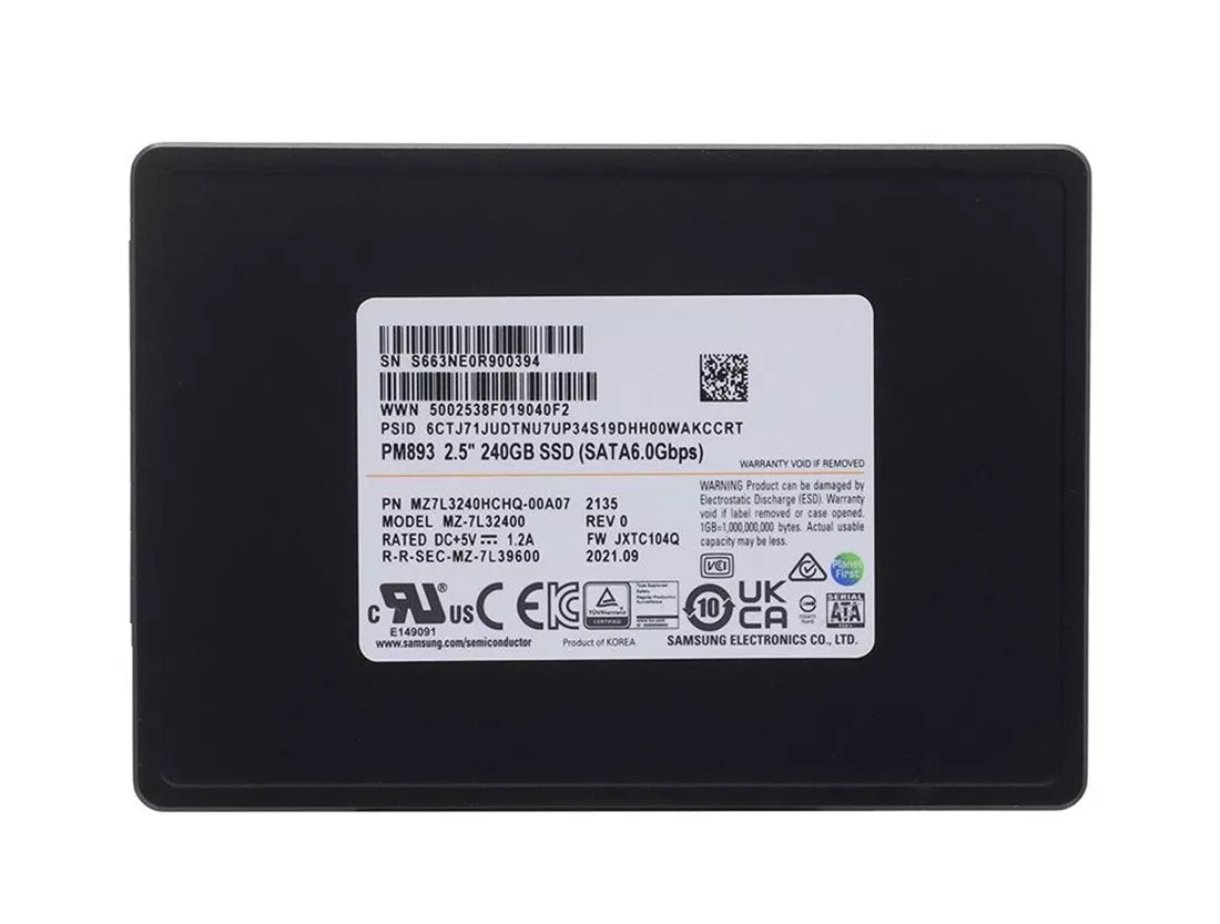 三星 PM893 MZ7L3240HCHQ-00A07 SSD 240 GB SATA 6Gb/s 全新 |用過的