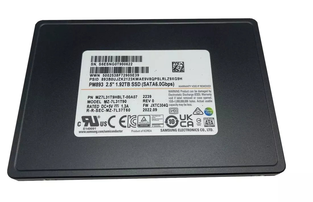 Samsung PM893 MZ7L31T9HBLT-00A07 SSD 1.92 TB SATA 6Gb/s Brand New | USED Main image